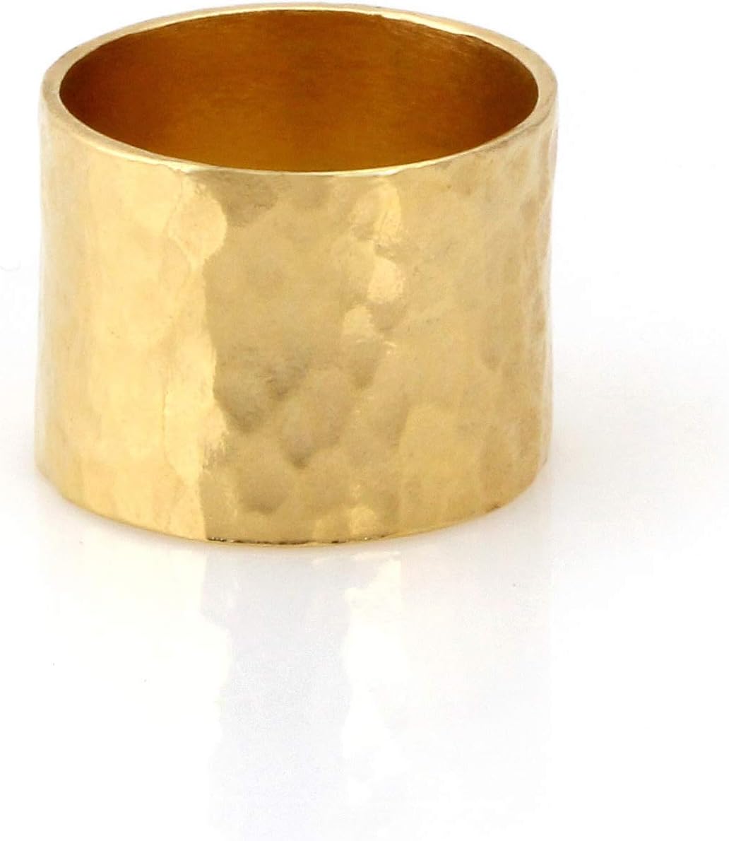 Gold Statement Textured Hammered Ring - Unique Statement Rings for Women - Handmade Rings for Fashion, Engagement, Jewelry for Mom, Sister, Wife, Best Friend - Customizable Ring Size and Material - Image 4