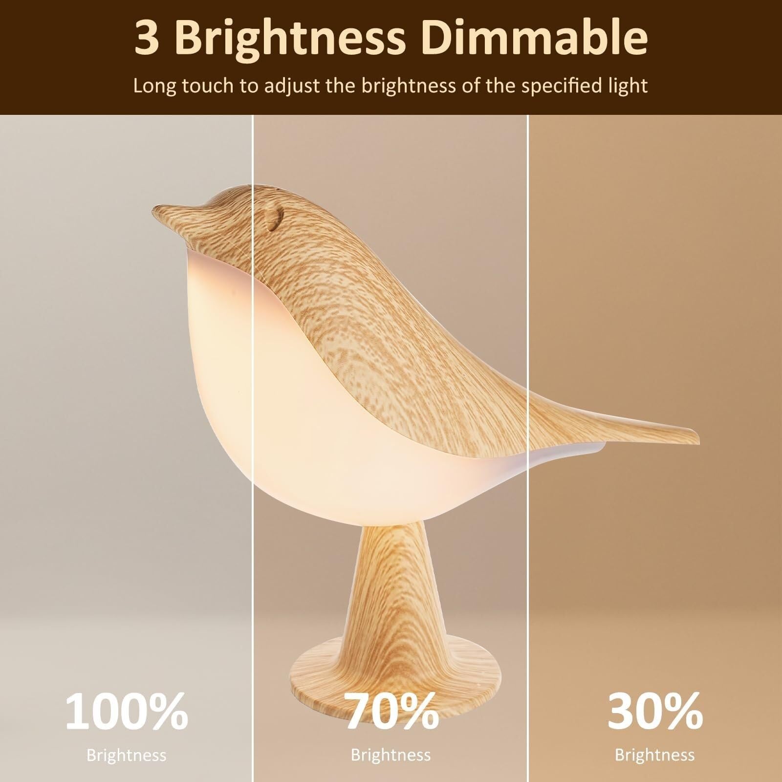 Lampara Escritorio para Oficina Lámpara De Mesa LED con Forma Pájaro Y Regulador Táctil, Creativa Noche USB Moderno Flexo Escritorio