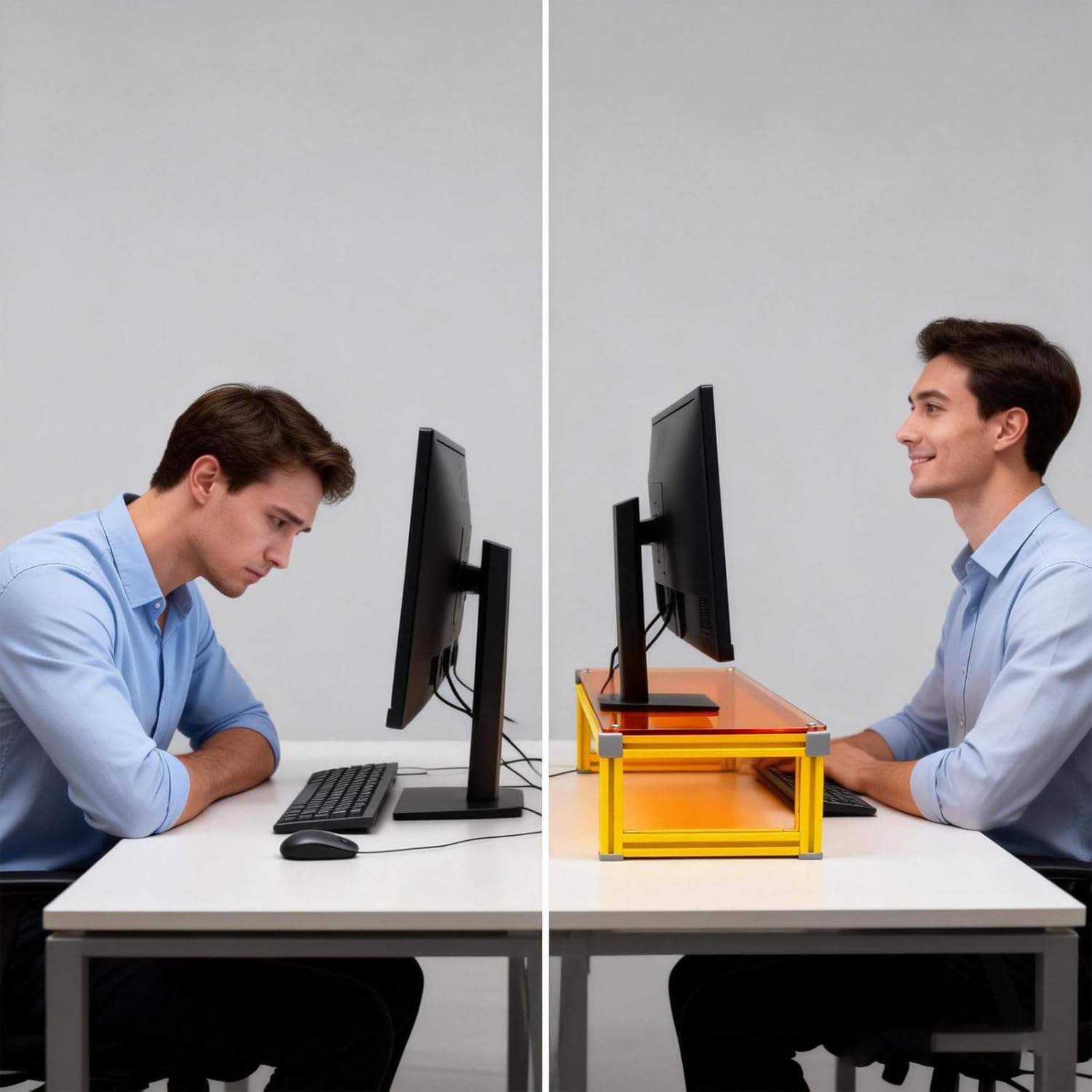 Monitor Stand Riser Acrylic & Aluminum, 23.6"×7.9"×4.1" Heavy-Duty Ergonomic Screen Stand with Under-Storage for Neck Pain Relief, Universal Riser for Laptop, PC, iMac, Home Office Workstation & Gaming