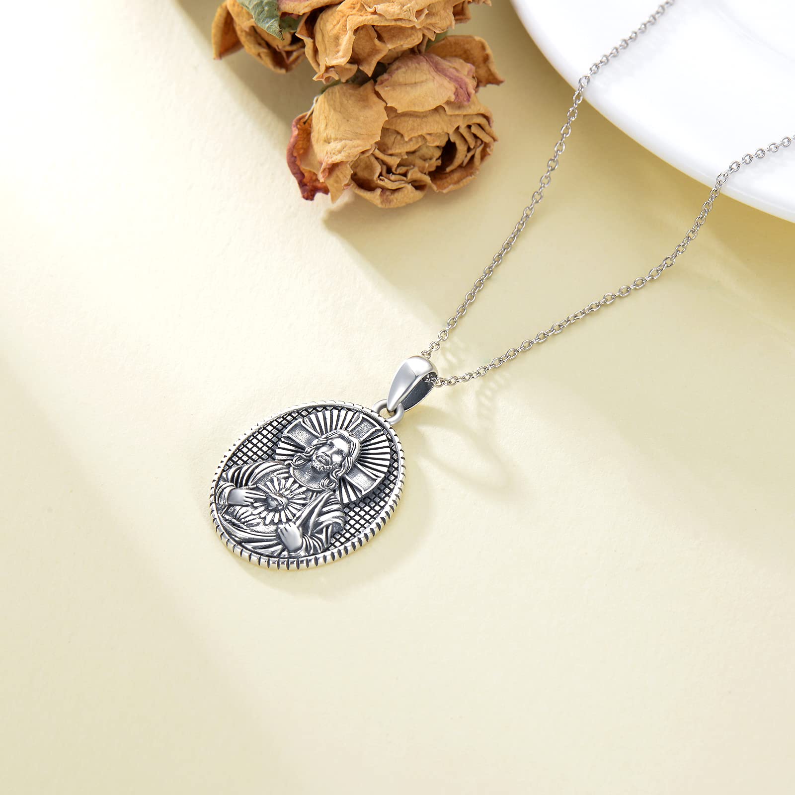 925 Sterling Silver St Michael Necklace for Men Women Saint Michael Pendant Protection Amulet Jewelry Gifts