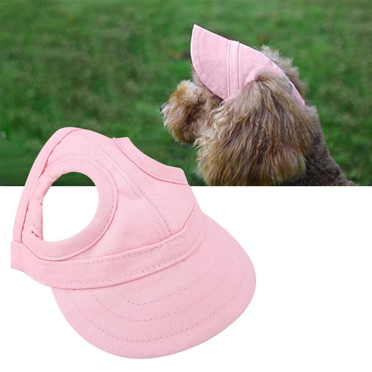 POFET Cappellini da Baseball alla Moda per Cani e Gatti con Cinturino Regolabile e Fori per Le Orecchie, Cappellino da Sole alla Moda per Animali Domestici, Cappello da Viaggio Estivo a Righe