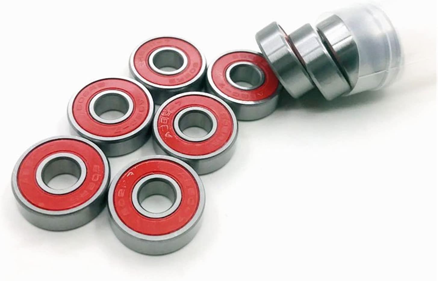 8pcs 608 Bearing Speed Inline Skates Wheels Ceramic 608zz Bearing Skateboard Skates Parts Longboard Skate Bearings(8pc Gold Gcr15 Abec9)