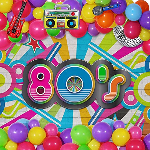 97 Pieces 90S 80S Theme Disco Party Decoration Disco Balloons Colorful Balloon Arch Garland With Inflatable Mylar Radio Guitar Microphone For Back To 90S Birthday Supply (Classic Colors Set) #TOP2