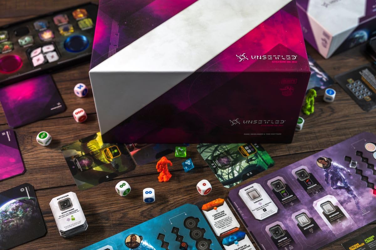 LUCKY DUCK GAMES| UNSETTLED | Jeu de Société Coopératif de Survie et d’Exploration Spatiale| 2 à 4 Joueurs | Univers de Science-Fiction |Set de Base avec 2 Planètes Exclusives | Version Française