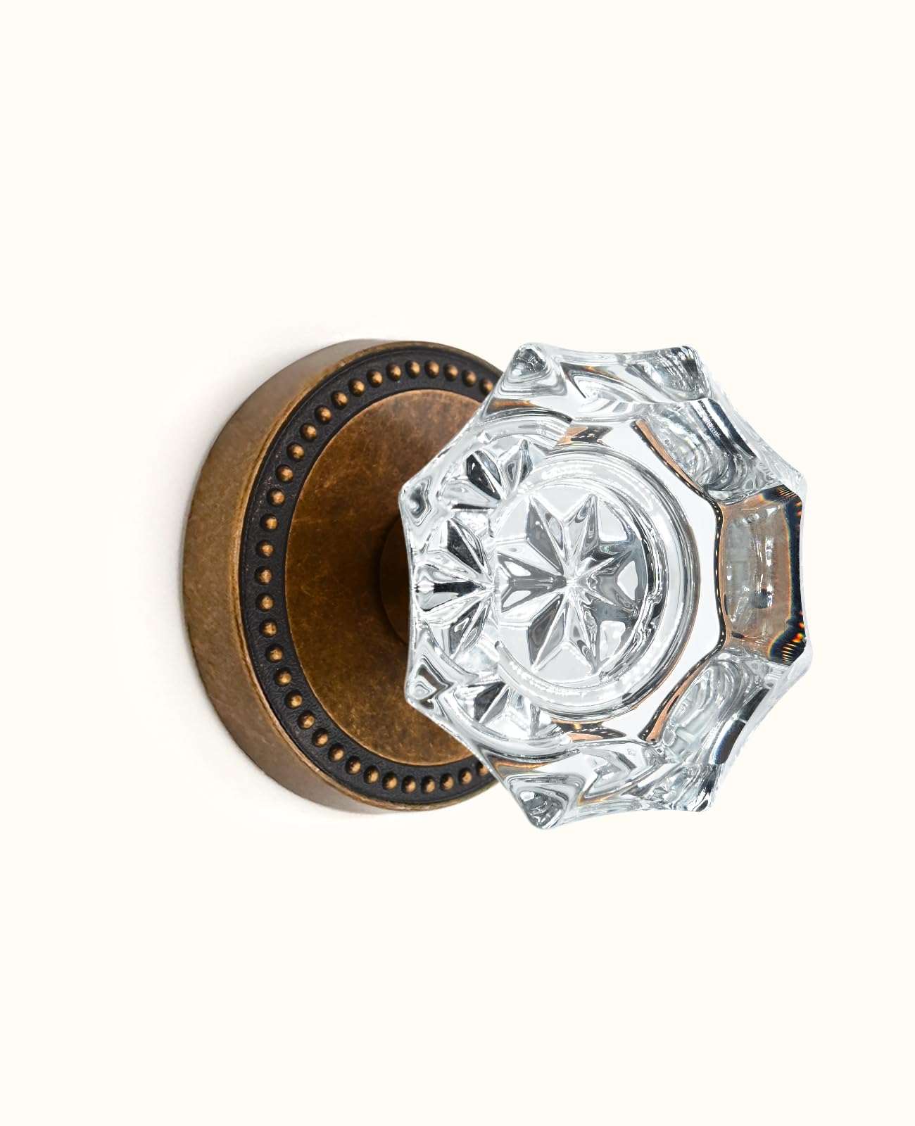 Champagne Bronze Crystal Door Knobs - Privacy Lock -14