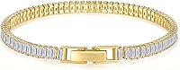 MINDDHA 14K Gold Plated CZ Tennis Bracelet for Women - 4mm Sparkling Stones, Hypoallergenic, No Tarnish, 6-8 Inch Adjustable