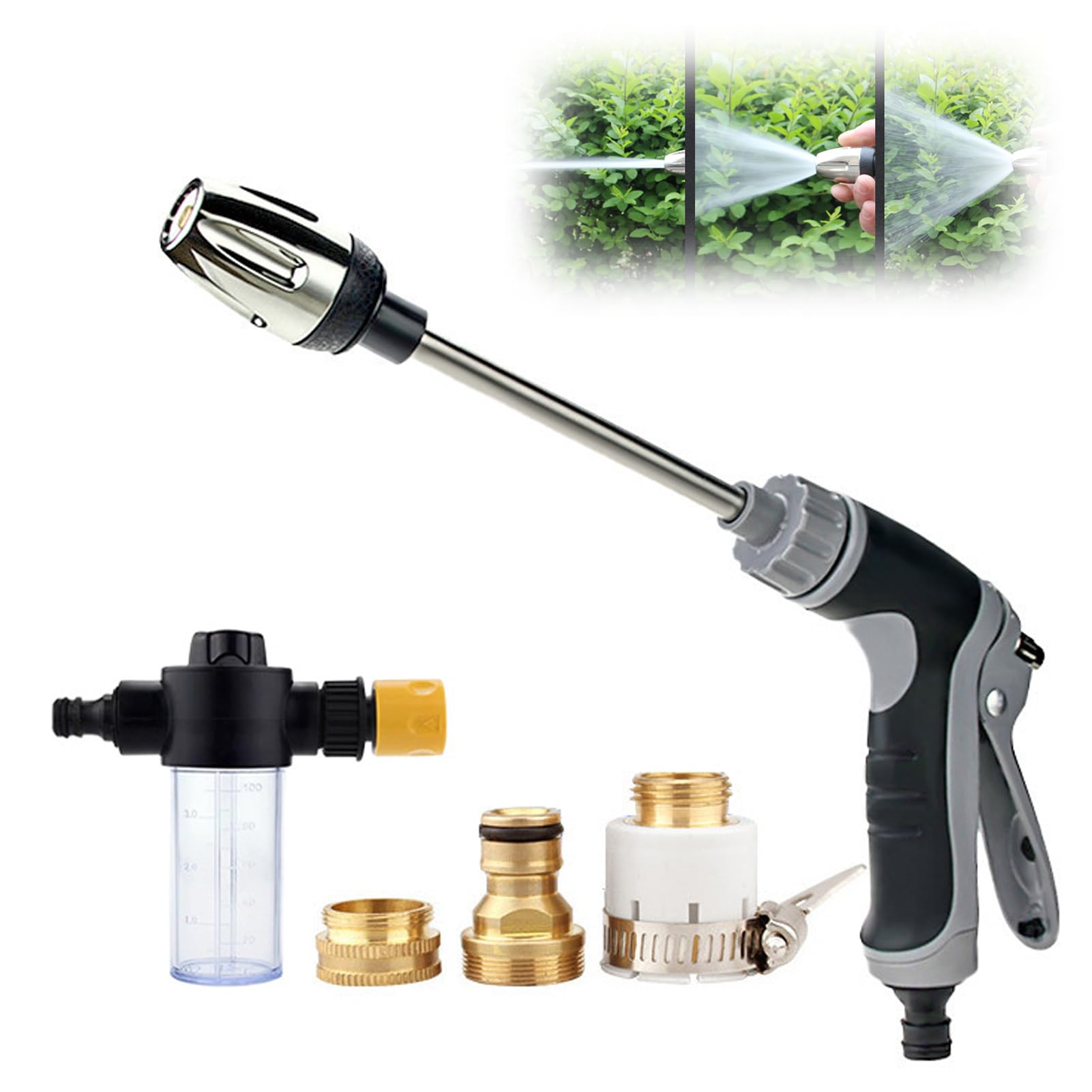 Jetterix Pressure Washer, Cordless Pressure Washer Nozzles for Every Garden Hose, Turn Any Hose Into a High-Pressure Water Jet, Portable Jet Washers for Car/Floor/Garden Cleaning (with Foam Pot)