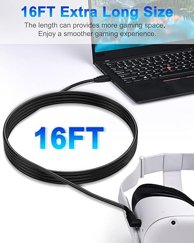 Miniatura 2 de TechKen Compatible con Oculus Quest 2 Link Cable de 16 pies, cable Link VR Quest 2Meta Quest 21 y PCSteam VR transferencia de datos de PC de alta