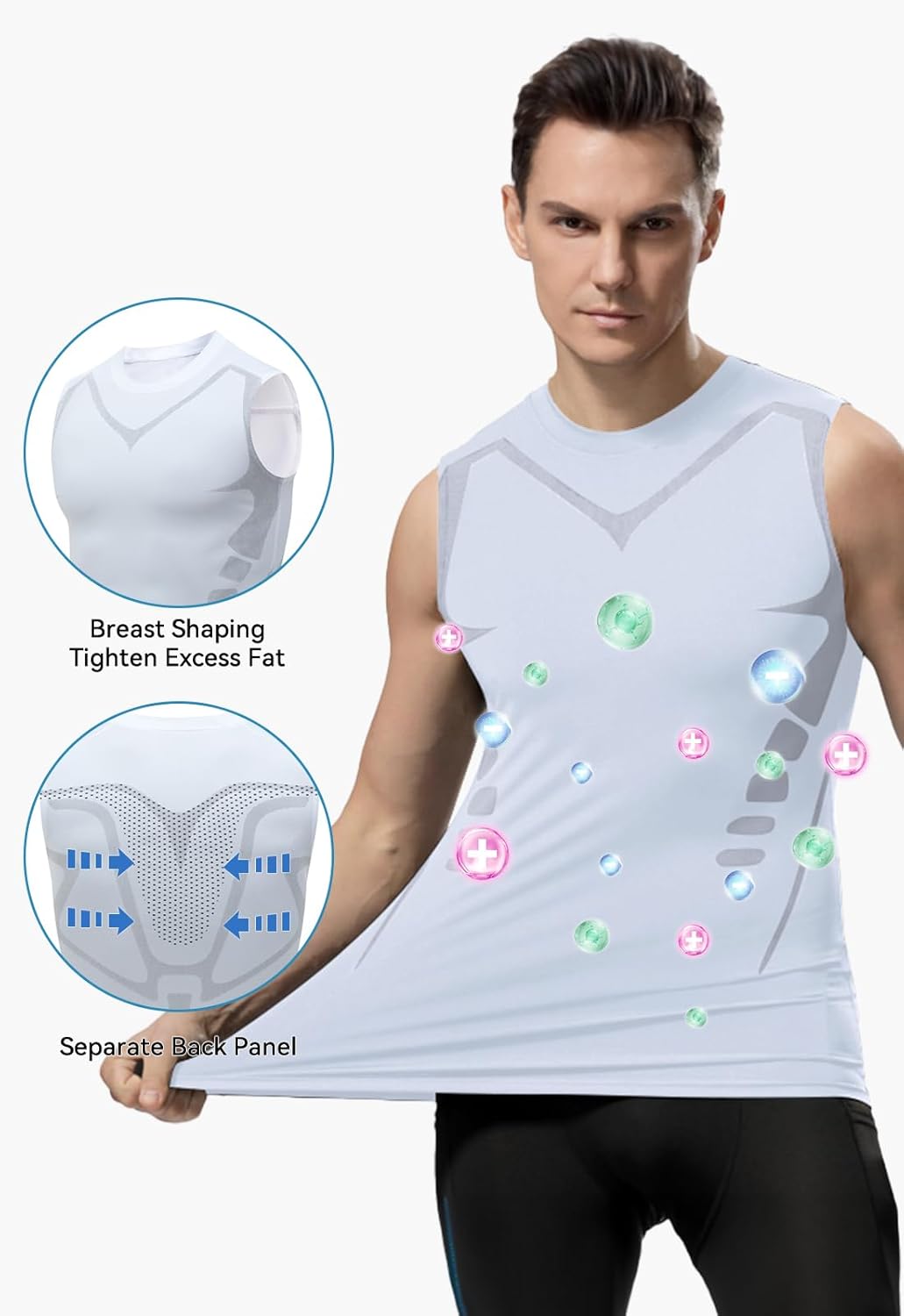 SHEKINI Men's New Version Ionic Compression Shirt Sleeveless Vest Body Shaping Tank Top Tummy Control - Image 2