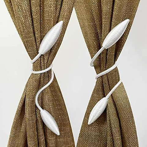Valea Home 2 Pieces Curtain Tiebacks Clips Creative Window Drape Twist Tie Backs European Style Custom Made Curtain Holders Decorative Draperies Holdbacks, White Cover
