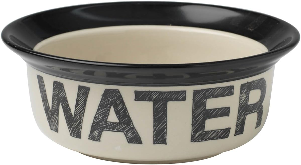 PetRageous 10184 Pooch Basics Stoneware Dog Water Bowl with 2-Cup Capacity 6-Inch Diameter 2.5-Inch Tall for Small Dogs and Medium Dogs or Cats, Natural