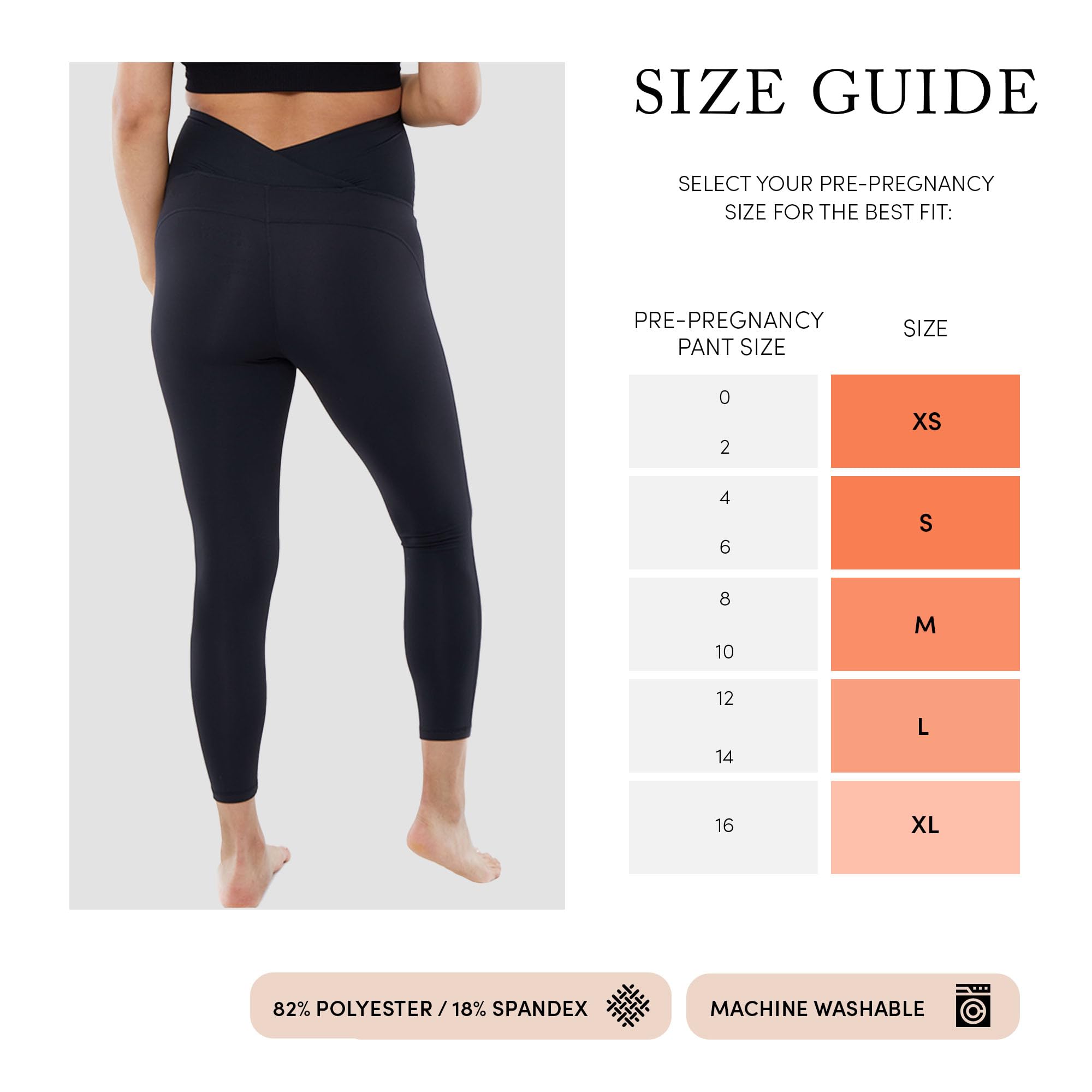 Ingrid & Isabel Basics 7/8 Active Umstands-Leggings mit Crossover-Panel, Bauchstütze, Schwarz