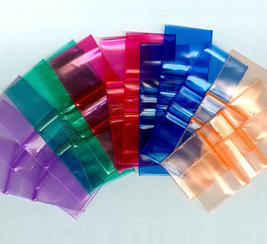 1000Pcs Grip Seal Bags Resealable Plastic Bags Poly Plastic Storage Bags Zip Lock Bags Baggies, air tight zipper bag, Polythene Packaging for Food Storage, (25 X 25mm Blue colour) (1000Pcs Blue)