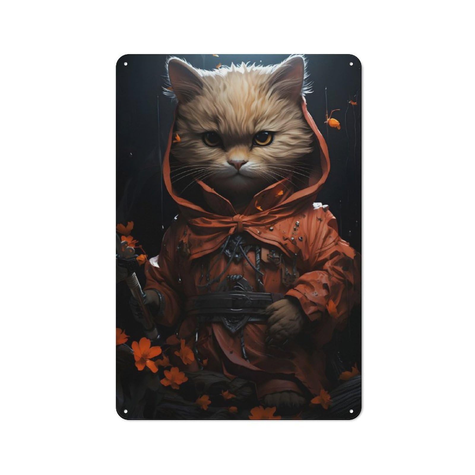 Junmoney Cat Explorer In Uniform Metal Wall Sign 30X20cm Featuring For Hallway Wall, Suited To Wall Display Collectors