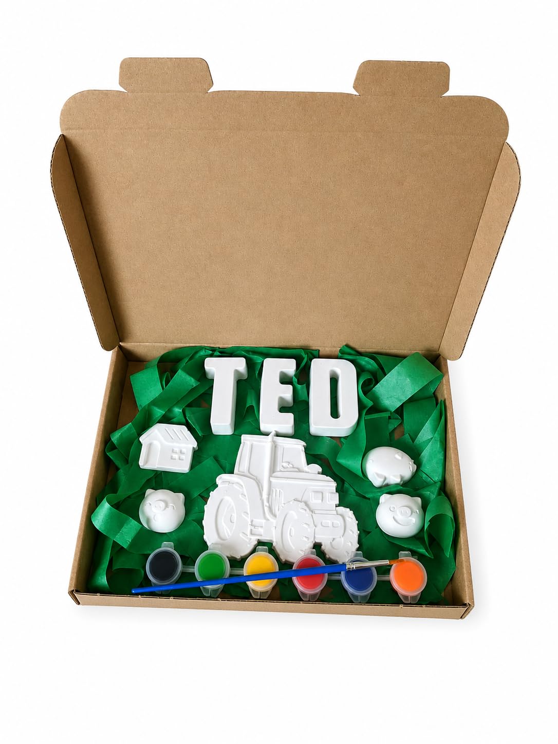 Personalised Tractor Craft Box: Paint Your Own Name Kit, Kid's Birthday Party Gift, Gifts for Children