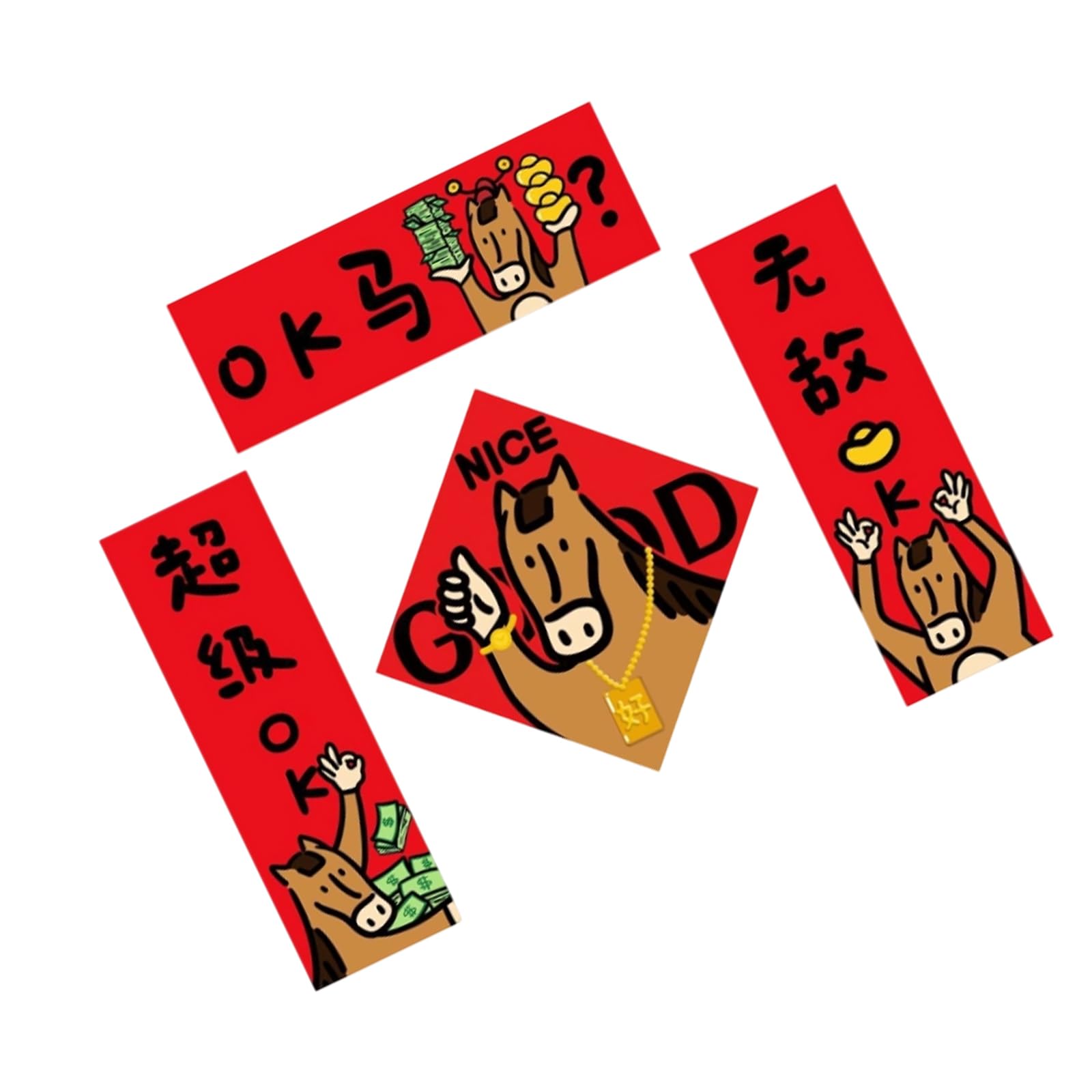 Easy Apply Cartoon Festives Party Decoration Spring Festival Door Sticker Elegant Chinese New Year Couplets Traditional Couplets