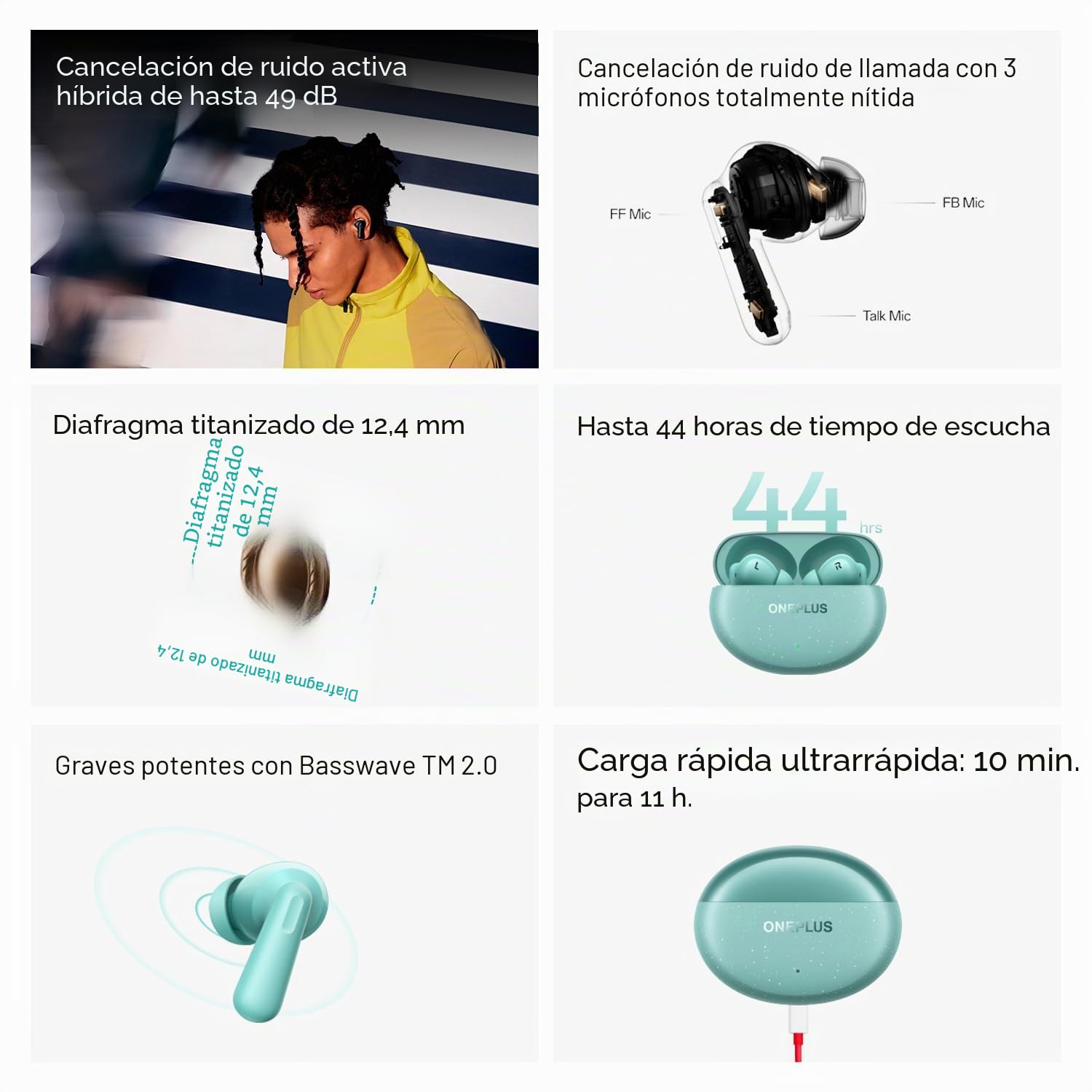 OnePlus Nord Buds 3 Pro True Wireless - Auriculares Bluetooth intraurales (negro estrellado)