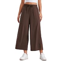 CRZ YOGA Pantaloni Capri Leggeri a Gamba Larga per Le Donne A Vita Alta Sciolto Marrone Caramello Caldo 48