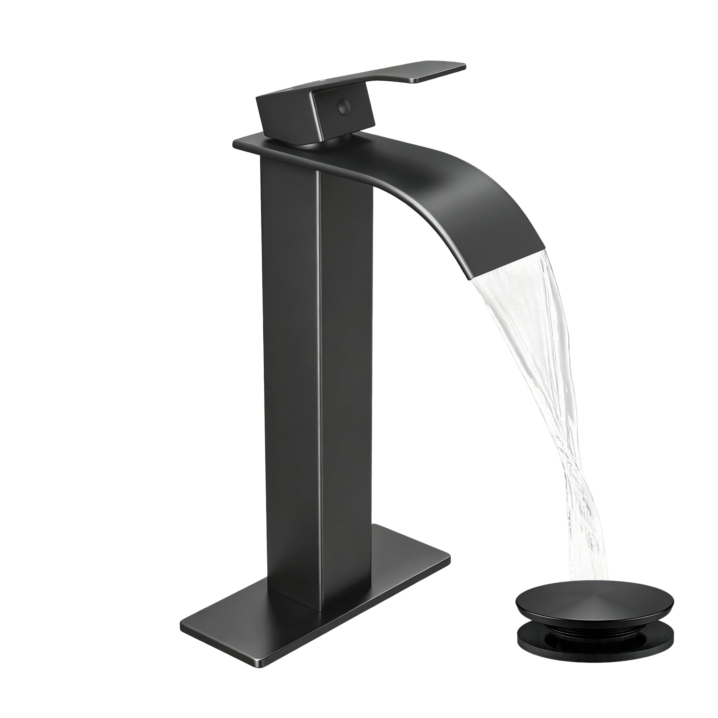 Fransiton Tall Vessel Single Handle Bathroom Sink Faucet Black