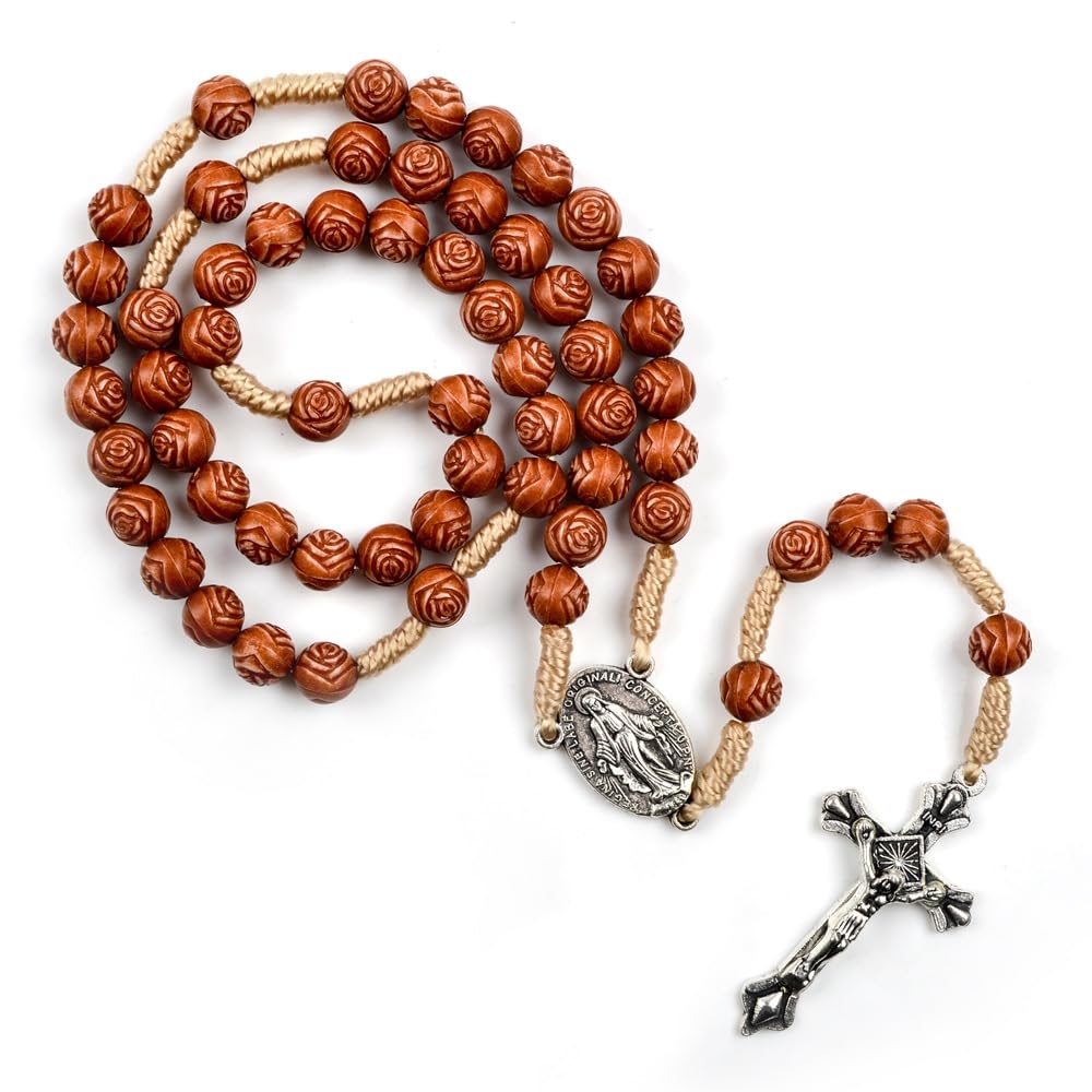 ADXINYATEX Saint Mary Regina Crucifix Rosary Necklace Wall Cross Metal Wall Art Blessing Spiritual Sacred Faith Gift Medal for Men Women