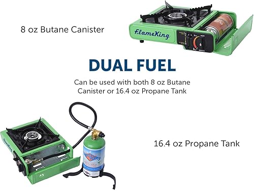 Miniatura 4 de Flame King Dual Fuel Butane & Propane Gas Camping Stove with Single Burner, Portable and Great for Outdoor Cooking, Backpacking
