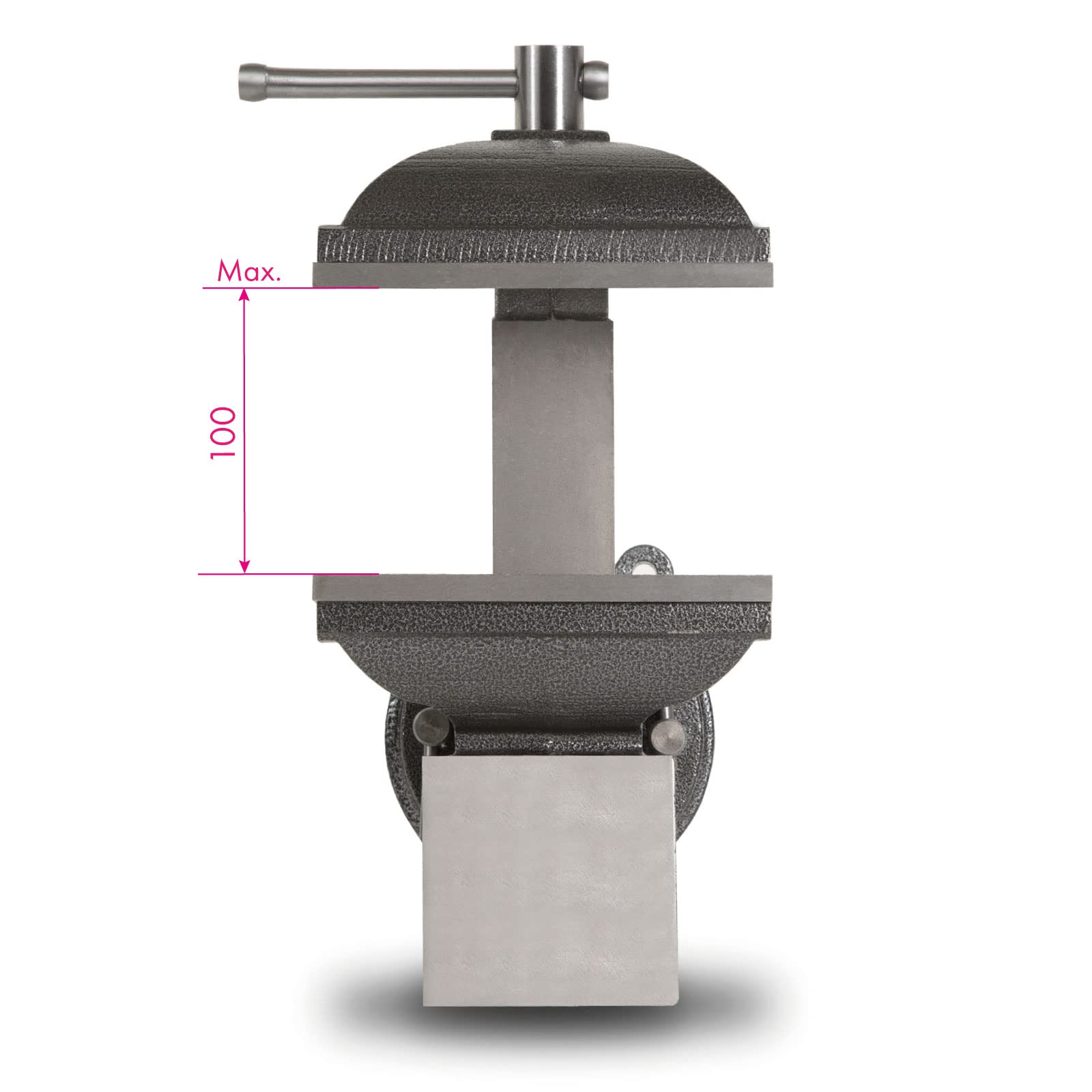 EBERTH Schraubstock aus Gusseisen mit Amboss, 150mm Backenbreite, 152mm Gesamthöhe, 360° drehbar, 123mm Ø Teller, 100mm maximale Spannweite, Schraubstock groß, für diverse Arbeiten