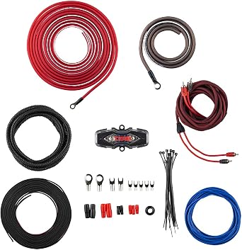 DS18 AMPKIT8 8 Gauge Amp Kit Amplifier Install Wiring 8 Ga Pro Installation Cables, 800 w 8 Gauge