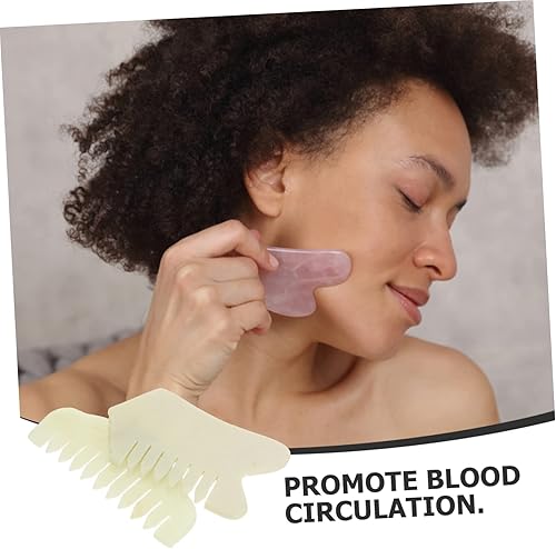 Miniatura 2 de 2 unids peine de jade cuero cabelludo masaje desenredante peine herramienta de raspado muscular cuerpo Guasha Junta de eliminación de arrugas Jade,