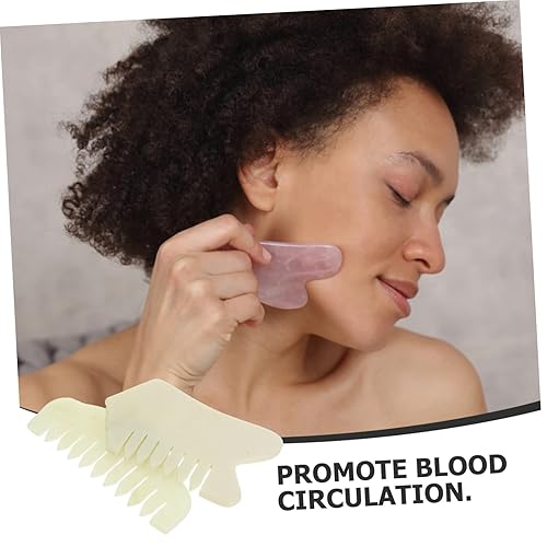 Miniatura 2 de MERRYHAPY 2 unids peine de jade cuero cabelludo masaje desenredante peine herramienta de raspado muscular cuerpo Guasha Junta de eliminación de