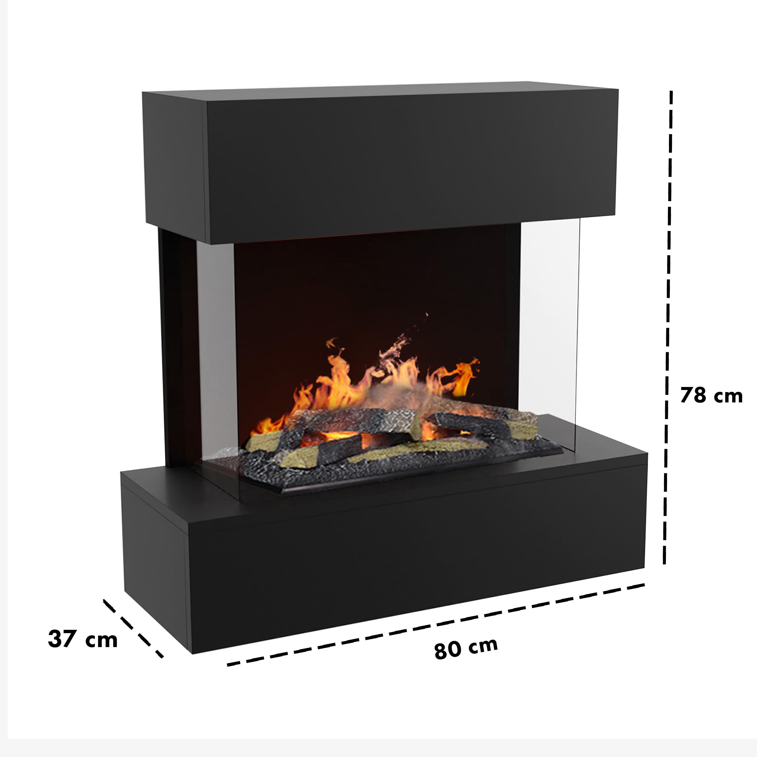 GLOW FIRE Elektrokamin BÖLL - Wasserdampf Mit 3D-Flammen & Fernbedienung