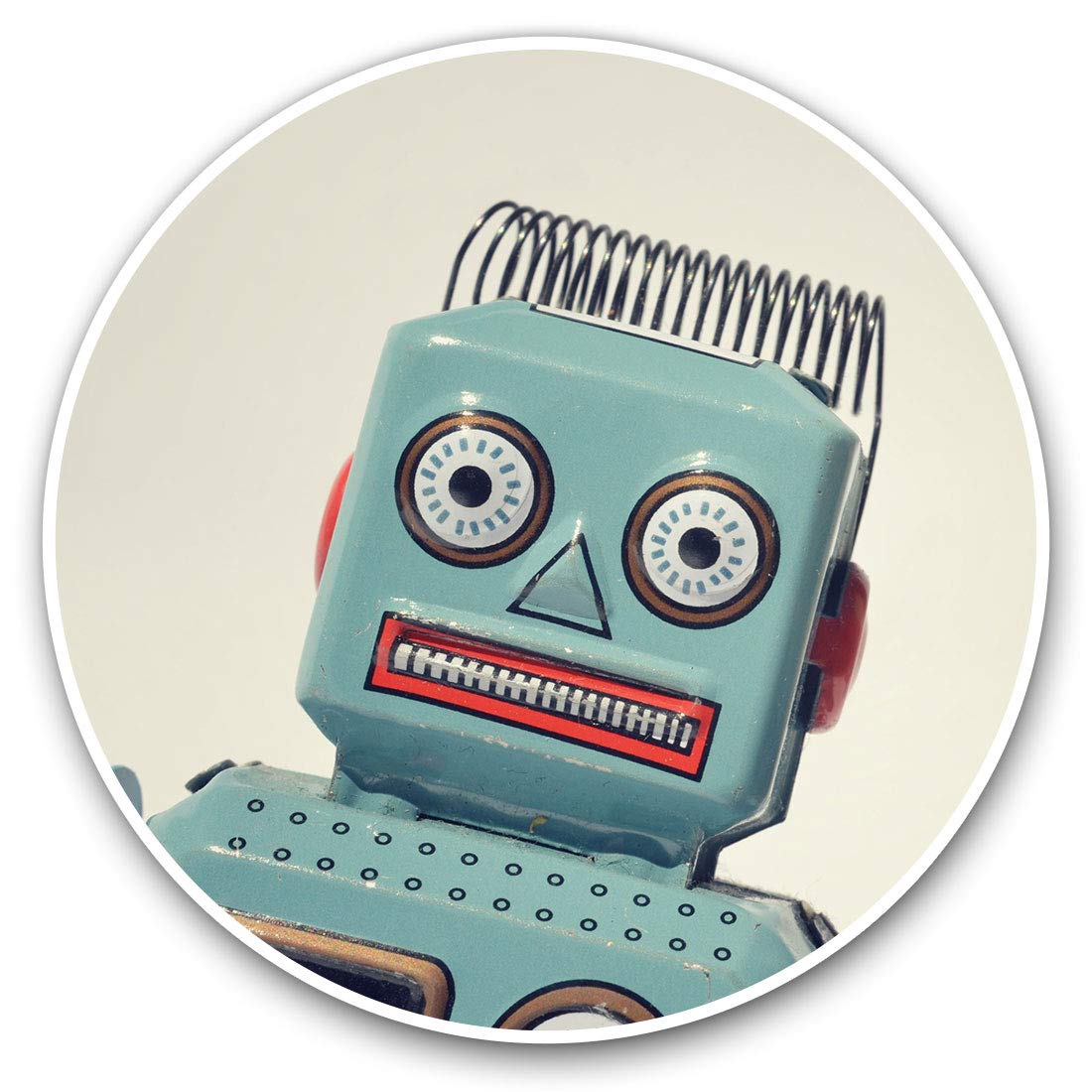 Destination Vinyl Ltd Robot Retro Toy 3704 Vinyl Stickers (Set Of 2) 7.5Cm - Robot Retro Toy #3704