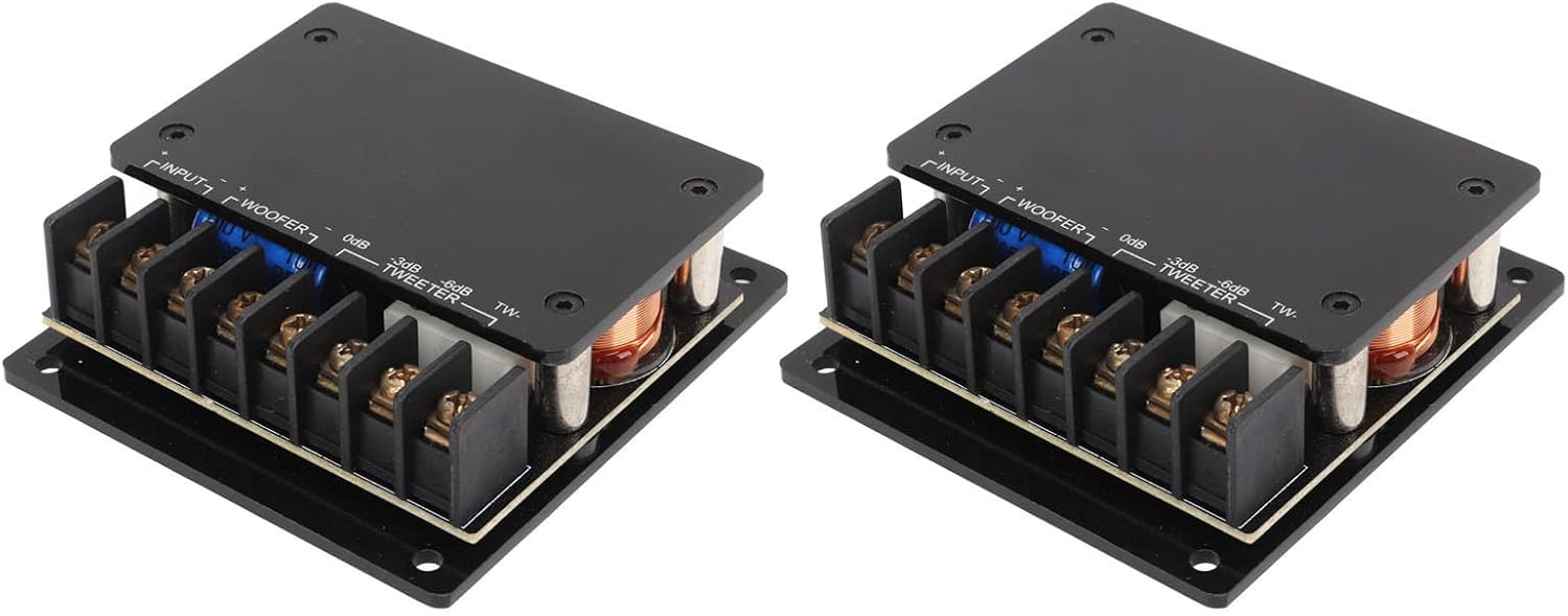 Acouto 2Pcs Universal 2 Way Audio Crossover for Cars 120W Overcurrent Speaker Frequency Divider