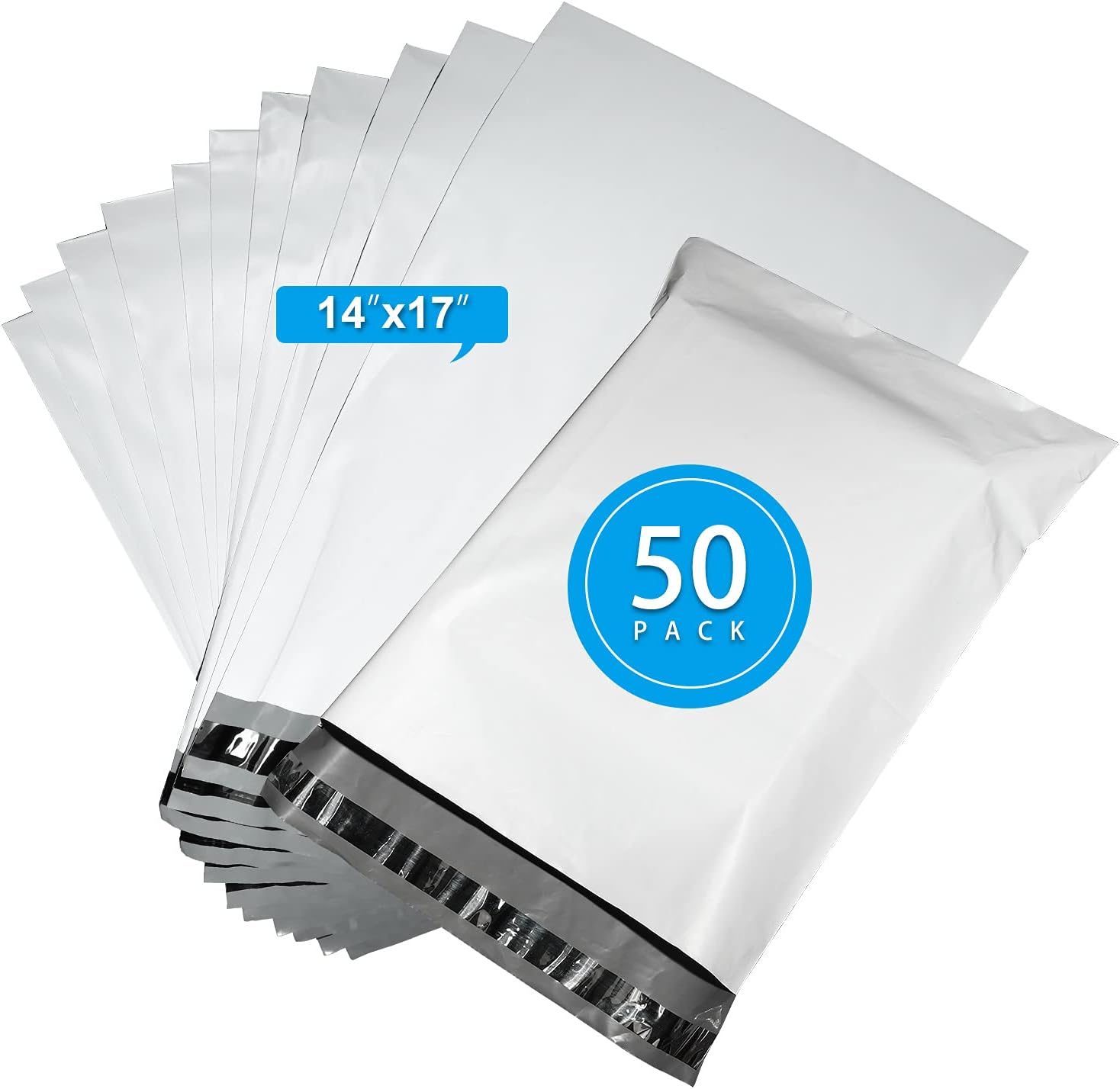 Poly Mailers 14x17 Inch White 50 Pack Bulk Shipping