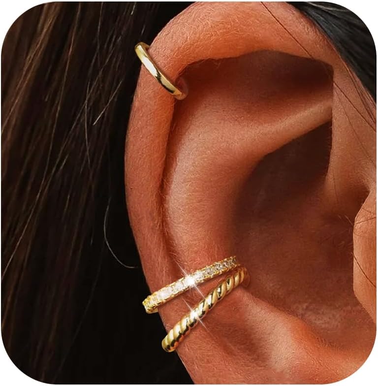 Hook Earrings for Women Helix Ear Clawer Pin Wrap Cuff Earrings Pierced Rhinestone Lightning Bolt Piercing Jewelry Gifts