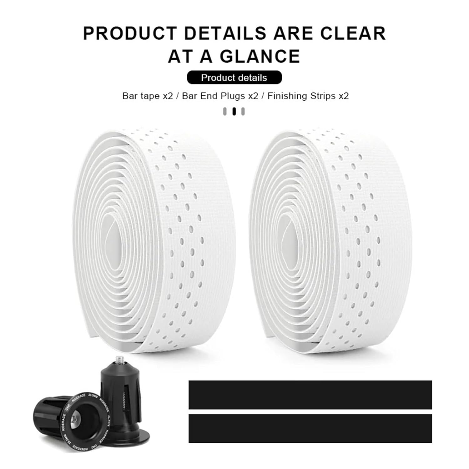 Bike Handlebar Tape Road Bike Handle Bar Tapes Breathable(White)