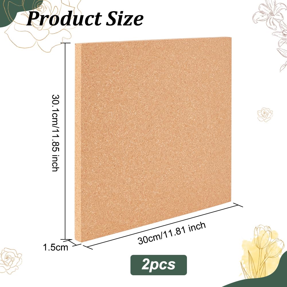 OLYCRAFT 2 Panneaux Liège Carrés 15x15cm Épaisseur 2cm - Tableau D'Affichage Naturel Pour Bricolage Et Décoration