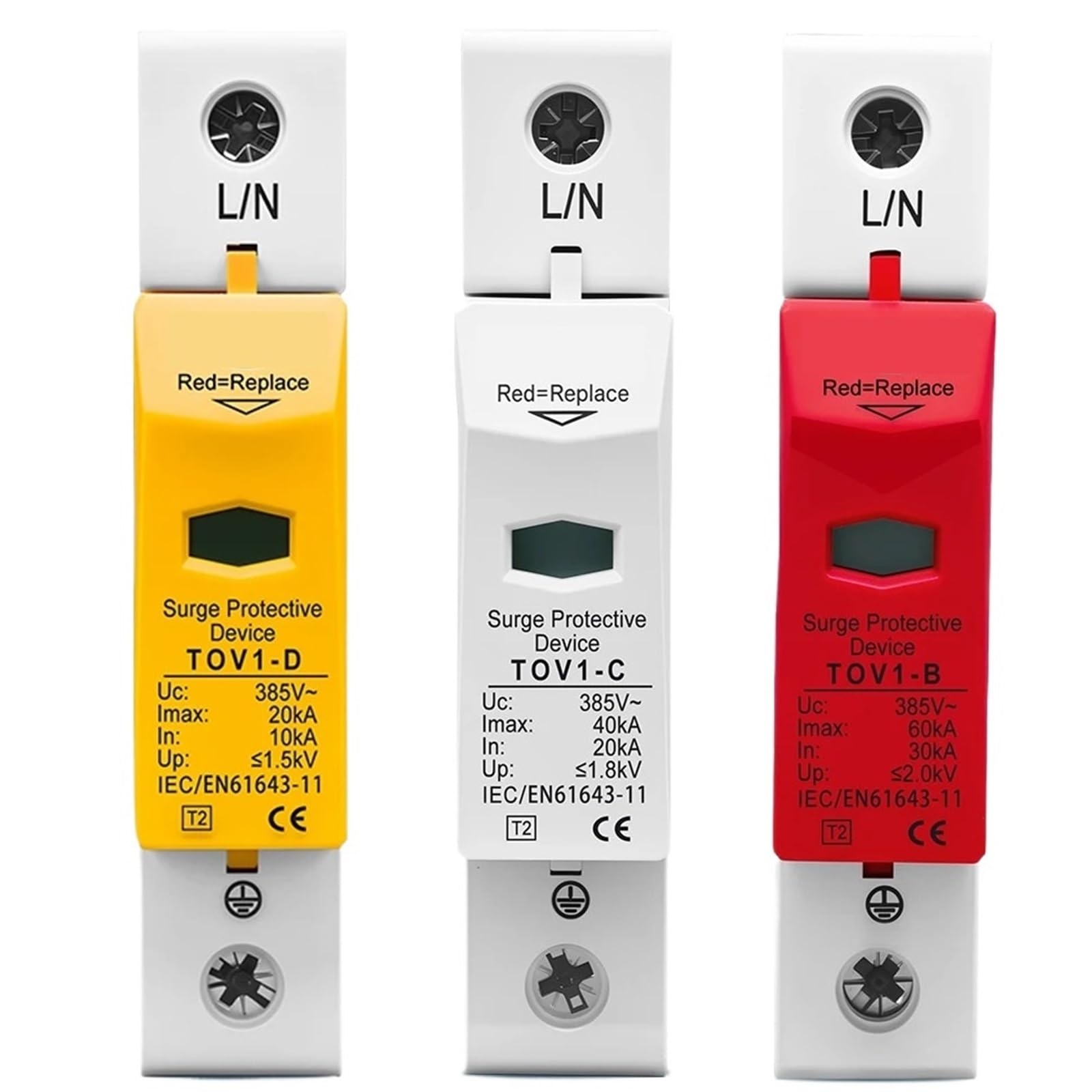 Protecteur de surtension domestique AC SPD 1P 20KA 40KA 60KA, dispositif de Protection contre les surtensions basse tension 275V 385V