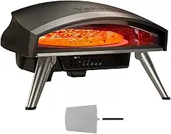VEXON Forno de pizza a gás externo de 40,6 cm, máquina de pizza portátil a propano com pedra giratória, tempo de cozimento dos anos 60, termostato e mangueira embutidos – quintal, pátio, acampamento