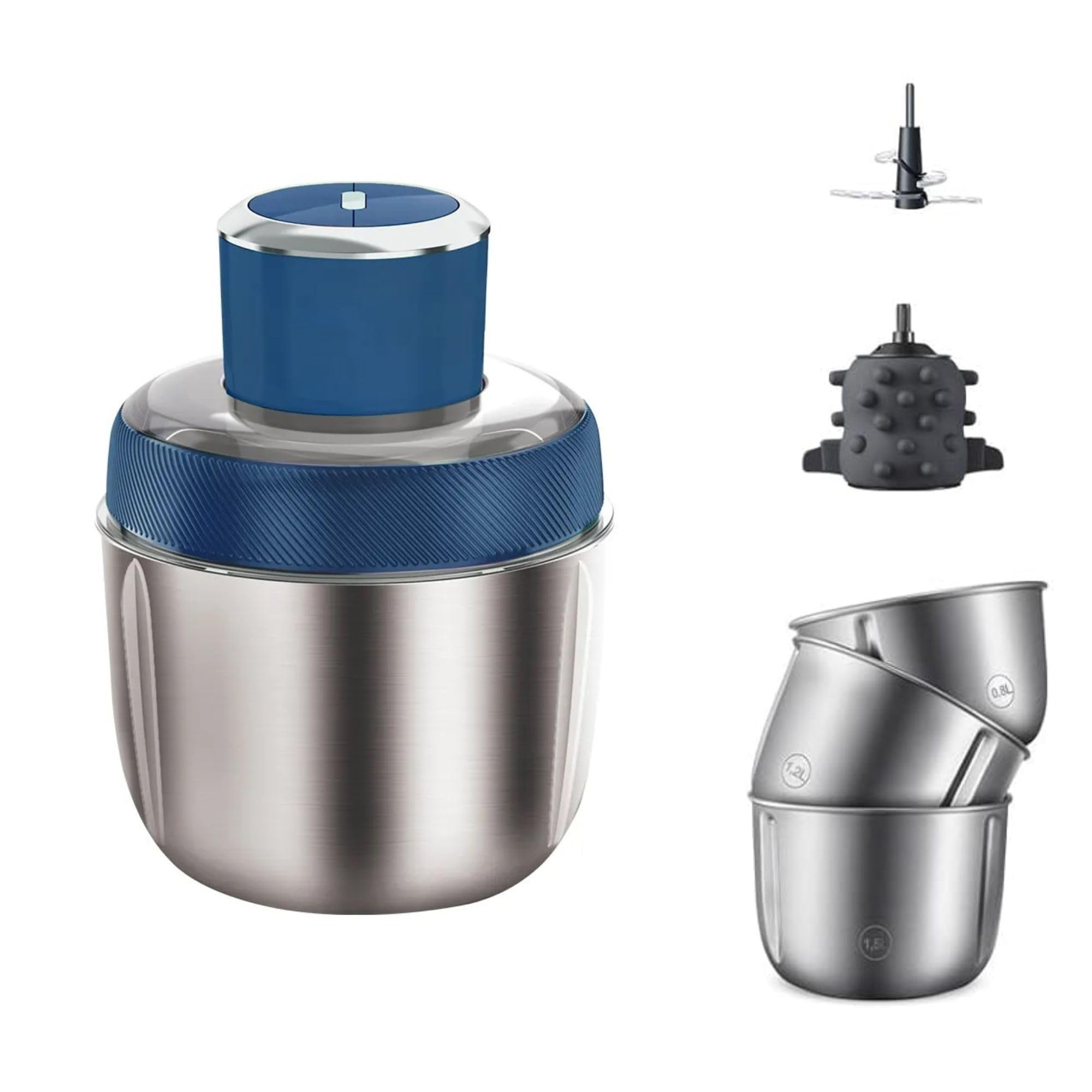 nivkez electric mixer grinder food mixer stainless steel food chopper garlic vegetable machine, 2 speed settings, 4 blade technology onion, vegetable, meat grinder