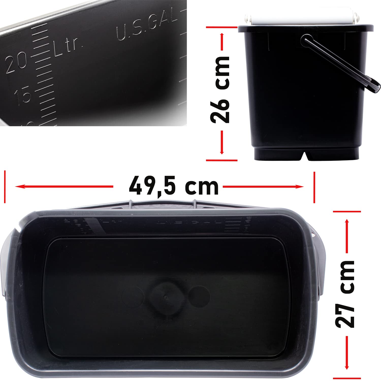 Kronen Hansa Waschset für Fliesenleger (Fliesenprofi Fliesenwaschset - 22 Liter Fliesen-Wascheimer mit Doppel-Rollenaufsatz, Fliesenwaschbrett, Fliesenfugbrett 280 x 140 mm, Made in Germany)