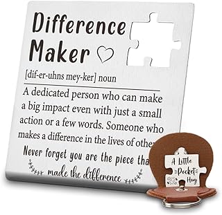 Difference Maker Appreciation Plaque, Pocket Hug Stainless Steel Gift, You Are the Piece That Made the Difference, 4x4Inch,LPP9