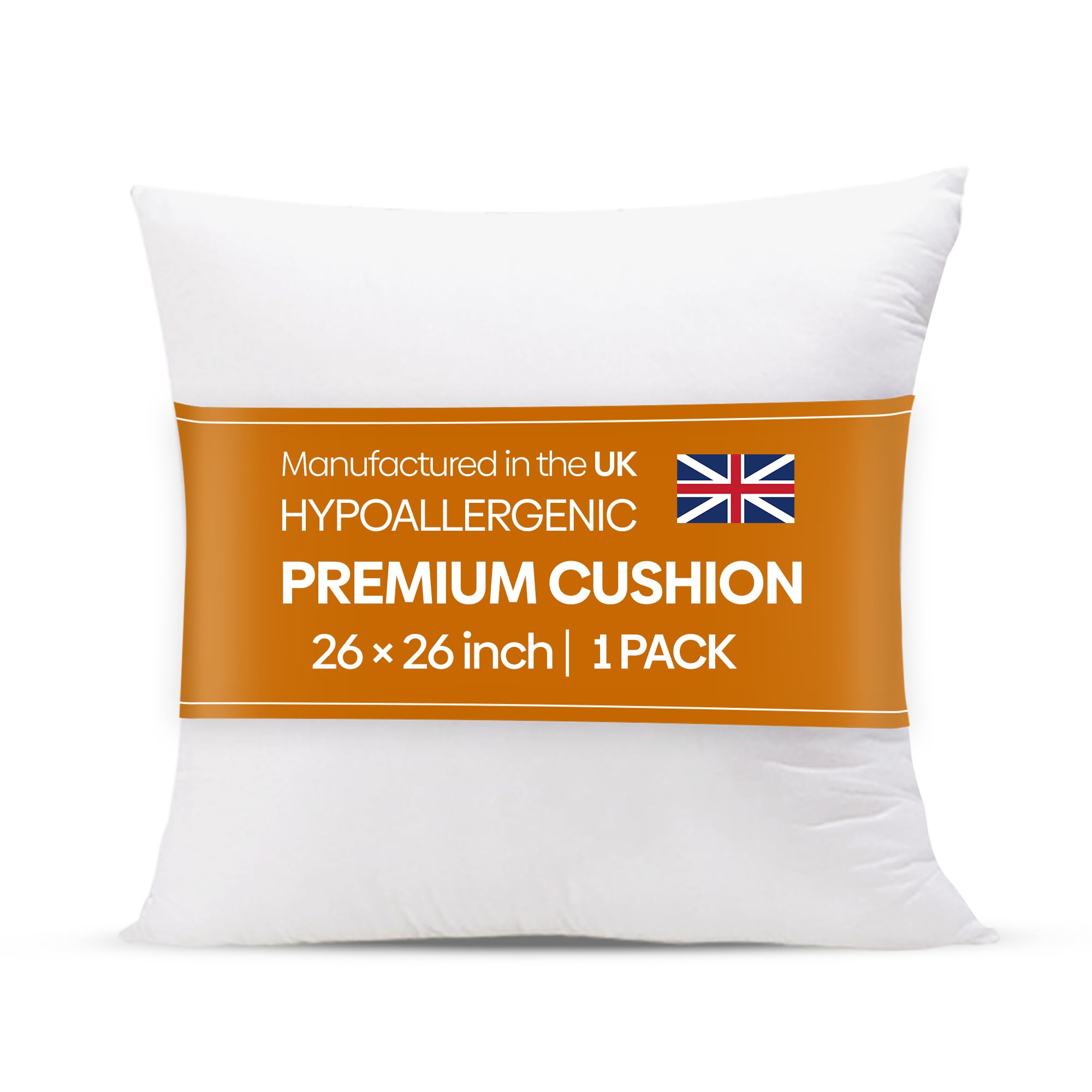 Oliver Bedding Hypoallergenic Premium Cushion inserts 1 Pack, Hollowfibre Stuffed Square Cushion Pillows for Sofa and Bed, Comfortable Anti Allergenic Pad Stuffer Insert Square Pillow (26" x 26")