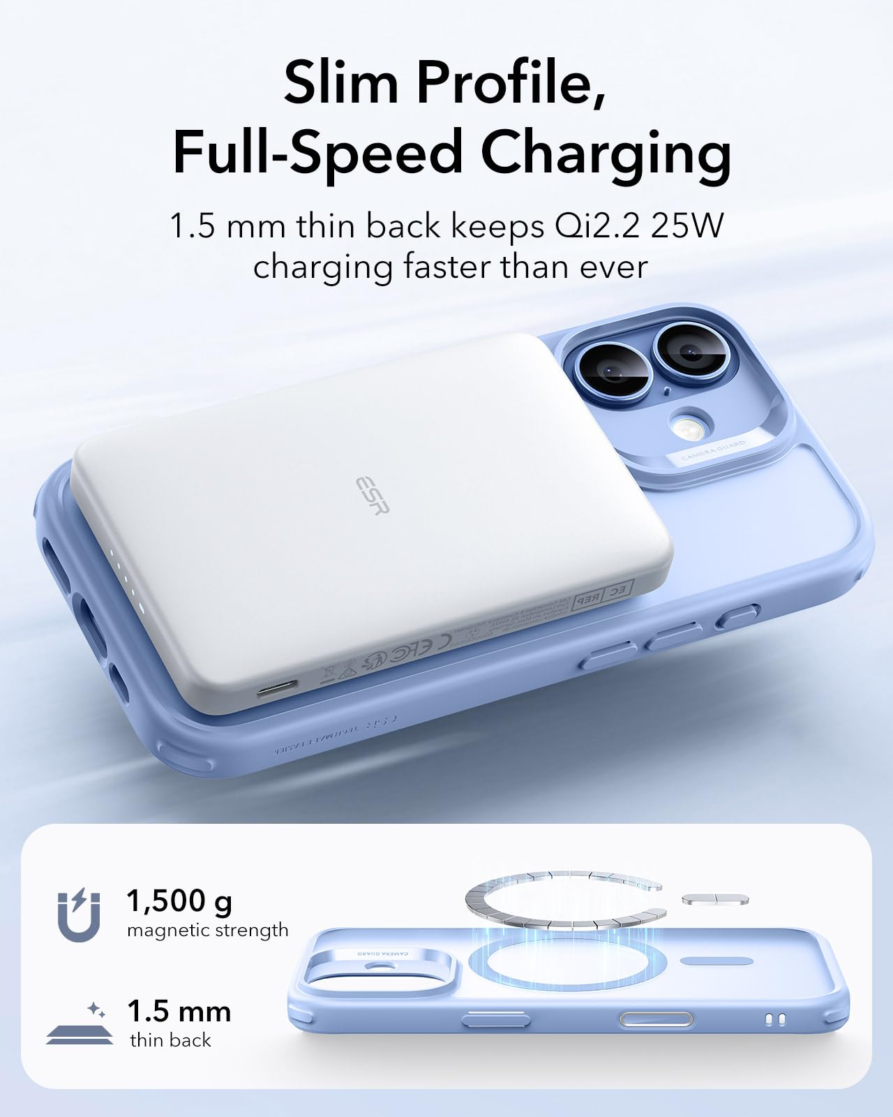 ESR Classic Hybrid for iPhone 17 Case, Frosted Light Blue — Amazon image 5