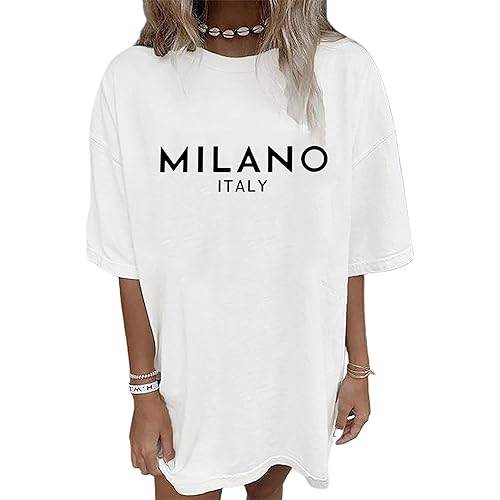 Oversized Tshirts for Women Trendy Graphic Tees Vintage Summer Short-Sleeve Preppy Shirts Casual