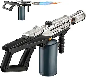 Powerful Propane Torch Gun, Kitchen Torch with Adjustable Flame, Flamethrower Blow Torch Gun Gas Welding Kits for BBQ, Searing Steak, Camping & Charcoal Torch Lighter(Tank Not Included)