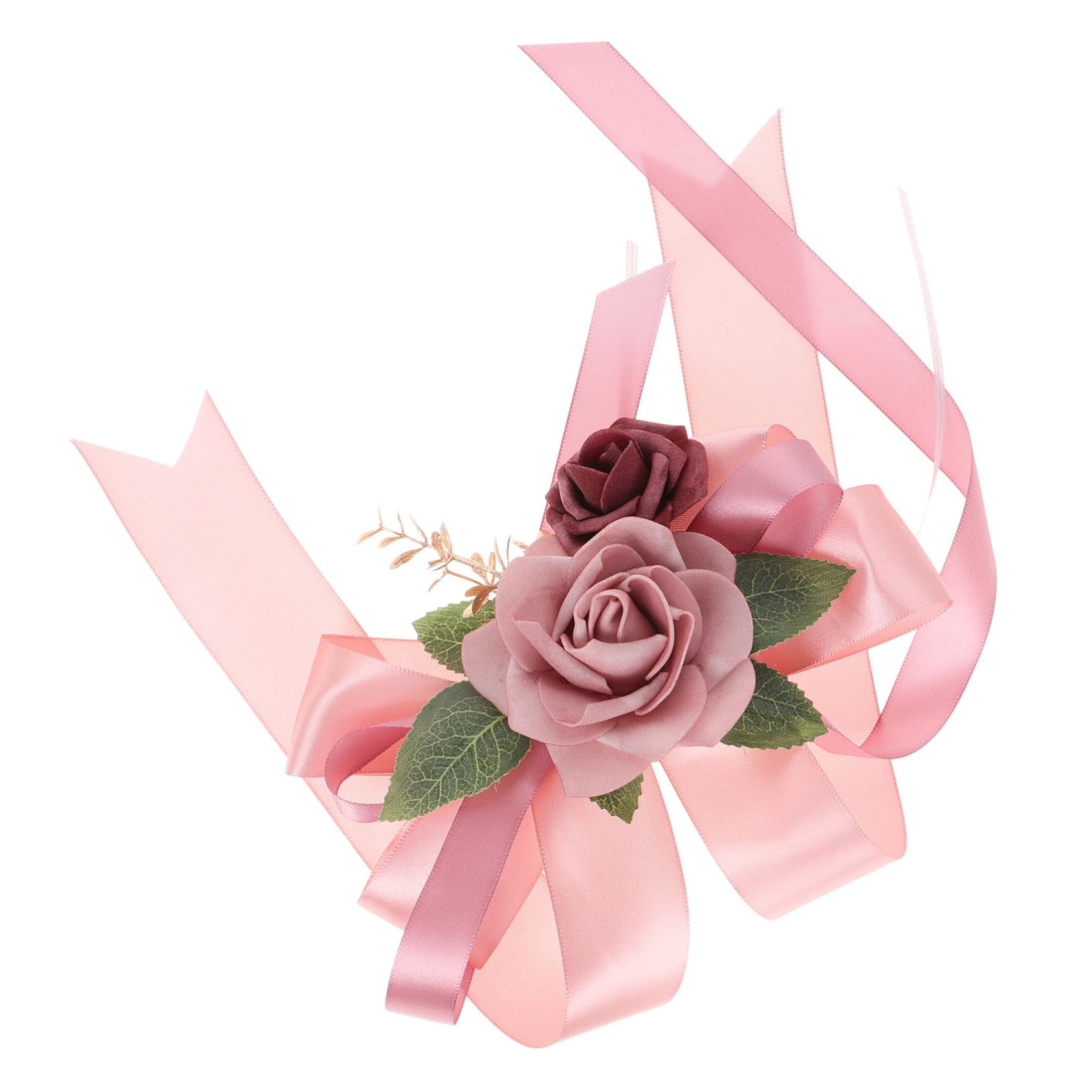VILLCASE Décoration Voiture Mariage en Tissu Rose Artificielle Polyvalente sans Chute de Fleurs pour Miroir Rétro et Poignée de Porte, pour Voiture de Mariage