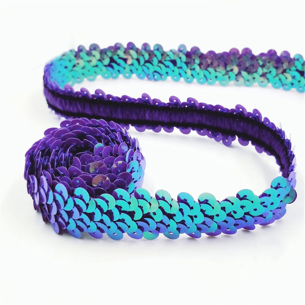 Passamaneria con paillettes da cucire Paillette in poliestere con paillettes, artigianato da 50 iarde(Purple)