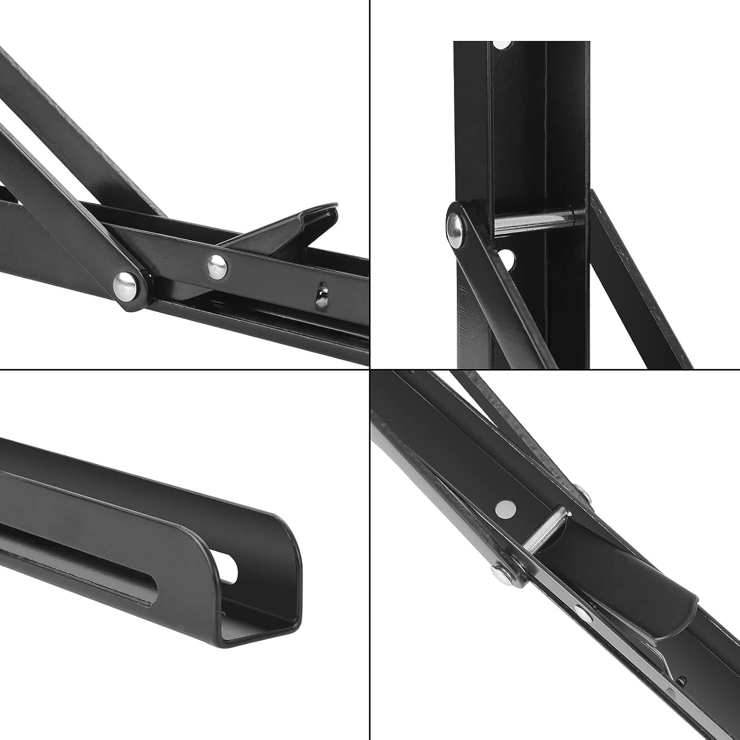 RHBLME 4 Pack Folding Shelf Brackets, 14 Inch Folding Brackets Folding Shelf Brackets Heavy Duty, Max Load 300 lb, Cold Rolled Steel Countertop Extension Fold Down with Mounting Screws