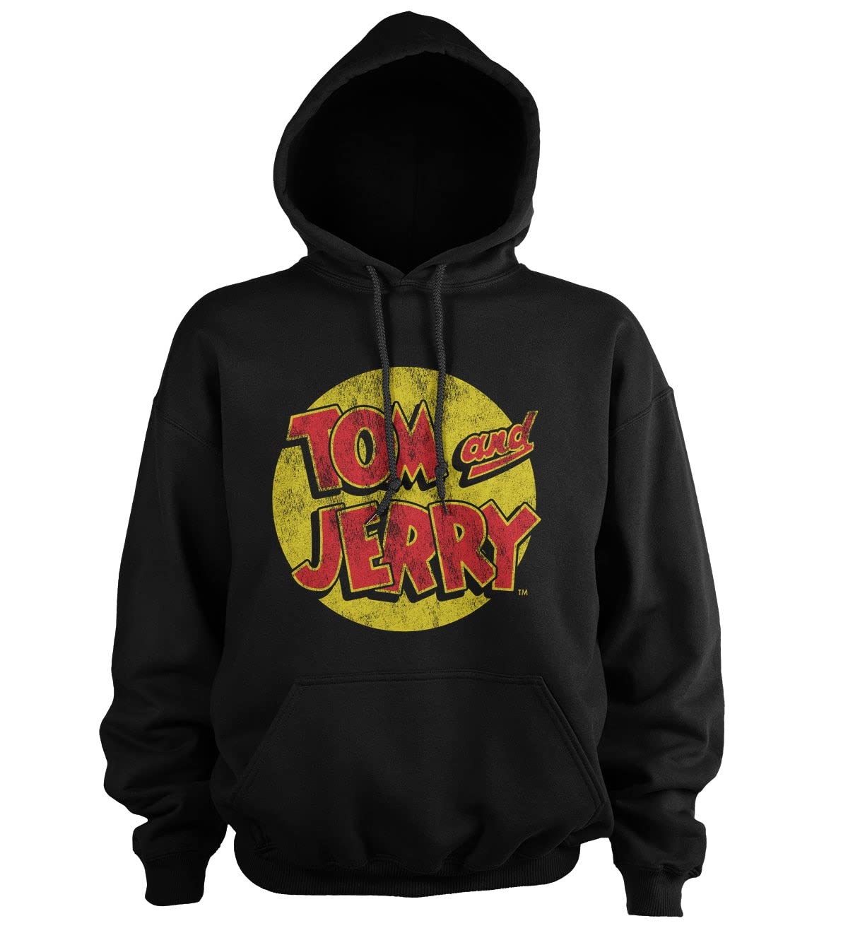 Tom & Jerry Officially Licensed Washed Logo Hoodie (Black), XX-Large