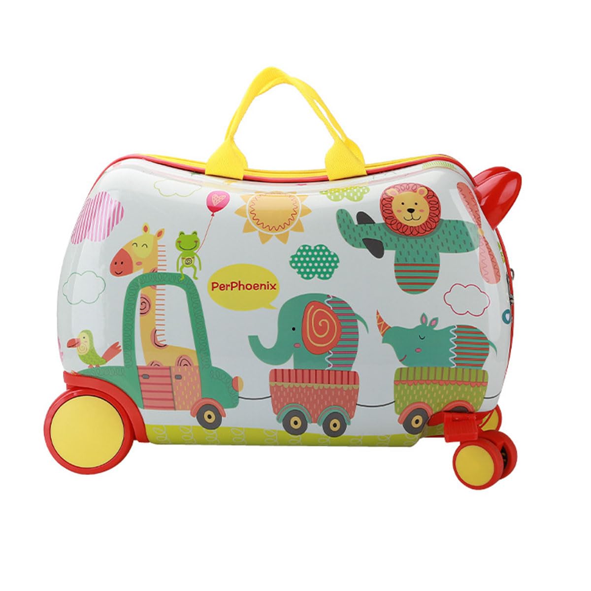 U-HOOMEChildren Luggage Can Sit Ride-on Suitcase for Kids Cartoon Suitcase Riding Box Carry-on Luggage Trolley Suitcase